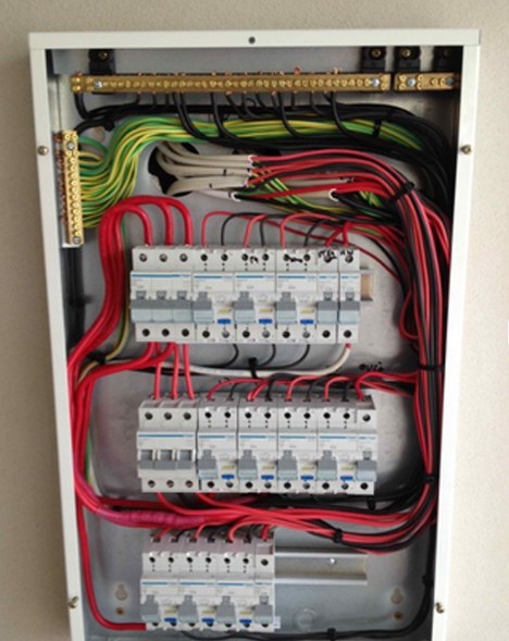 Fully wired residential switchboard installed by South Brisbane Electrical Contractors